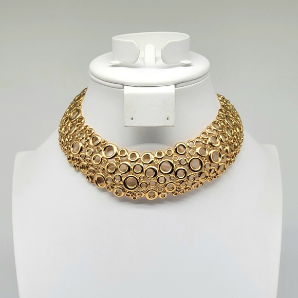 Vintage Givenchy RARE Geometric Circle Bubble Choker Hinged Statement Collar - Picture 3 of 12